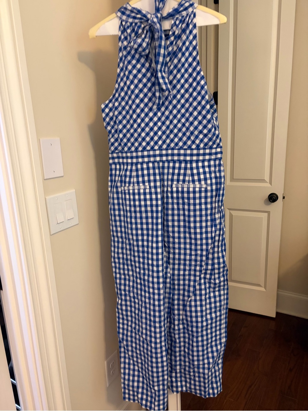 J. Crew Blue and White Gingham Halter Jumpsuit - Picture 7 of 8